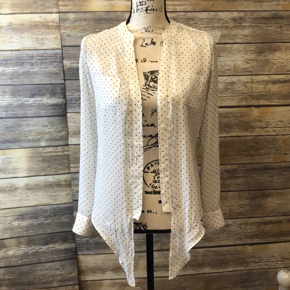 Candies semi-sheer polka dotted button up